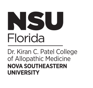 Dr. Kiran C. Patel College of Allopathic Medicine logo, stacked, black variant, cell 98
