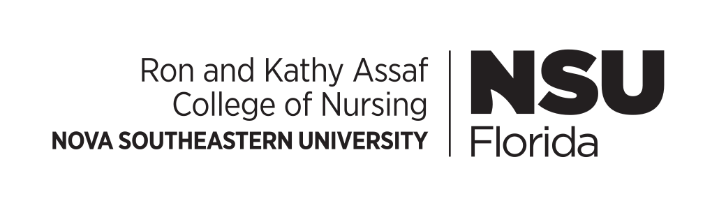Ron and Kathy Assaf College of Nursing logo, horizontal, black variant, cell 101
