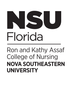 Ron and Kathy Assaf College of Nursing logo, stacked, black variant, cell 104