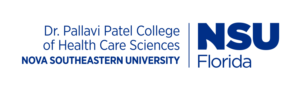 Dr. Pallavi Patel College of Health Care Sciences, horizontal blue variant, cell 118
