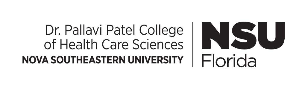 Dr. Pallavi Patel College of Health Care Sciences, horizontal black variant, cell 119