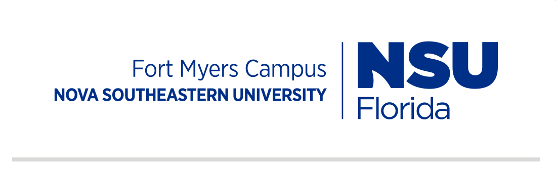 Nova Southeastern University Fort Myers Campus logo, horizontal color variant, cell 145