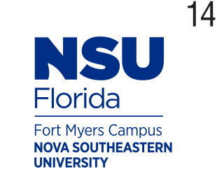 Nova Southeastern University Fort Myers Campus logo, stacked color variant, cell 148