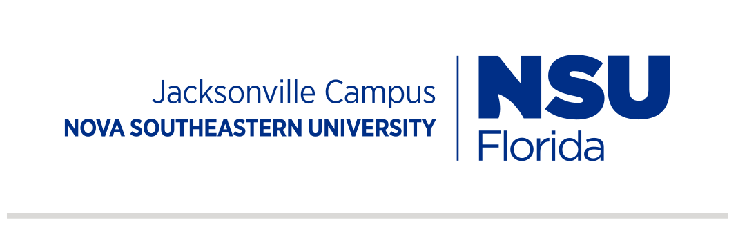 Nova Southeastern University Jacksonville Campus logo, horizontal color variant, cell 151