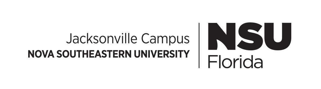 Nova Southeastern University Jacksonville Campus logo, horizontal black variant, cell 152