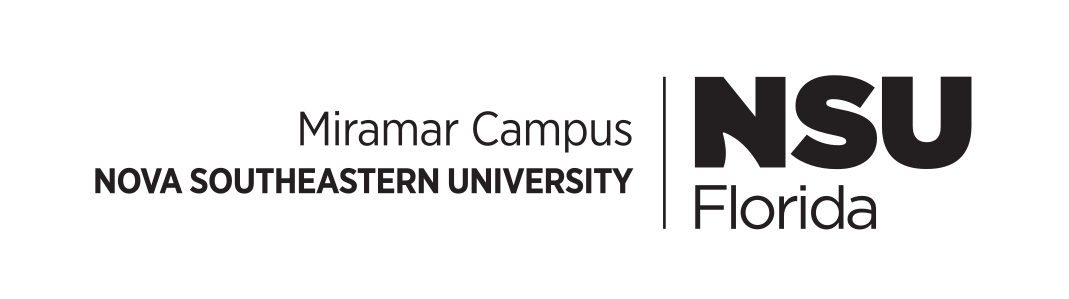 Nova Southeastern University Miramar Campus logo, horizontal black variant, cell 164