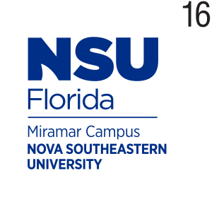 Nova Southeastern University Miramar Campus logo, stacked color variant, cell 166