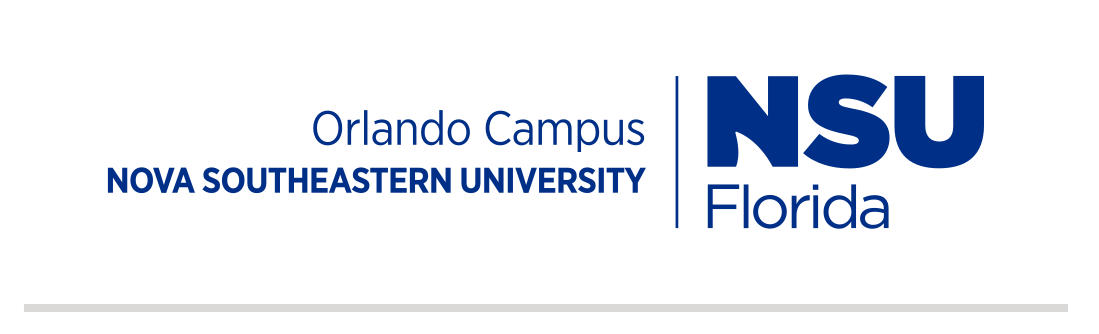 Nova Southeastern University Orlando Campus logo, horizontal color variant, cell 169