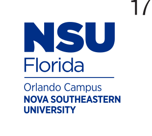 Nova Southeastern University Orlando Campus logo, stacked color variant, cell 172