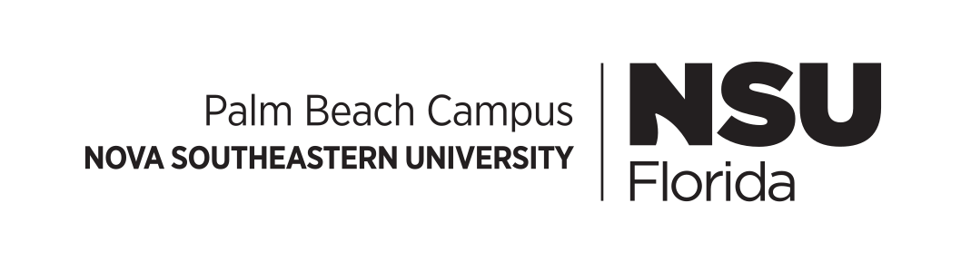 Nova Southeastern University Palm Beach Campus logo, horizontal black variant, cell 176