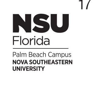 Nova Southeastern University Palm Beach Campus logo, stacked black variant, cell 179