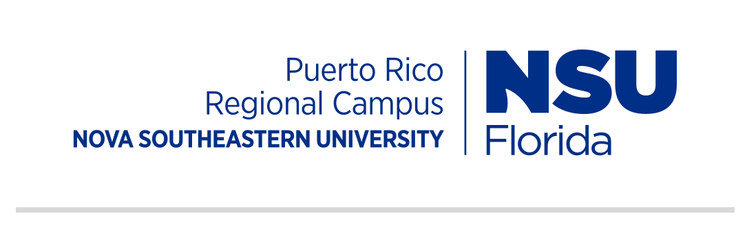 Nova Southeastern University Puerto Rico Regional Campus logo, horizontal color variant, cell 181