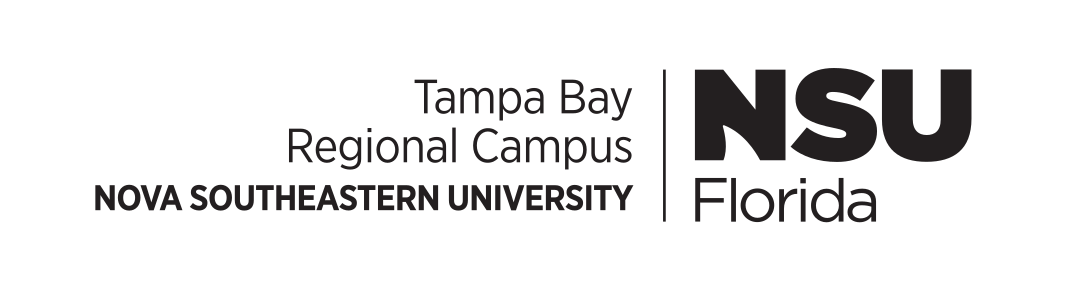Nova Southeastern University Tampa Bay Regional Campus logo, horizontal black variant, cell 188