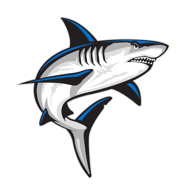 shark mascot icon, light blue/grey variant, cell 223