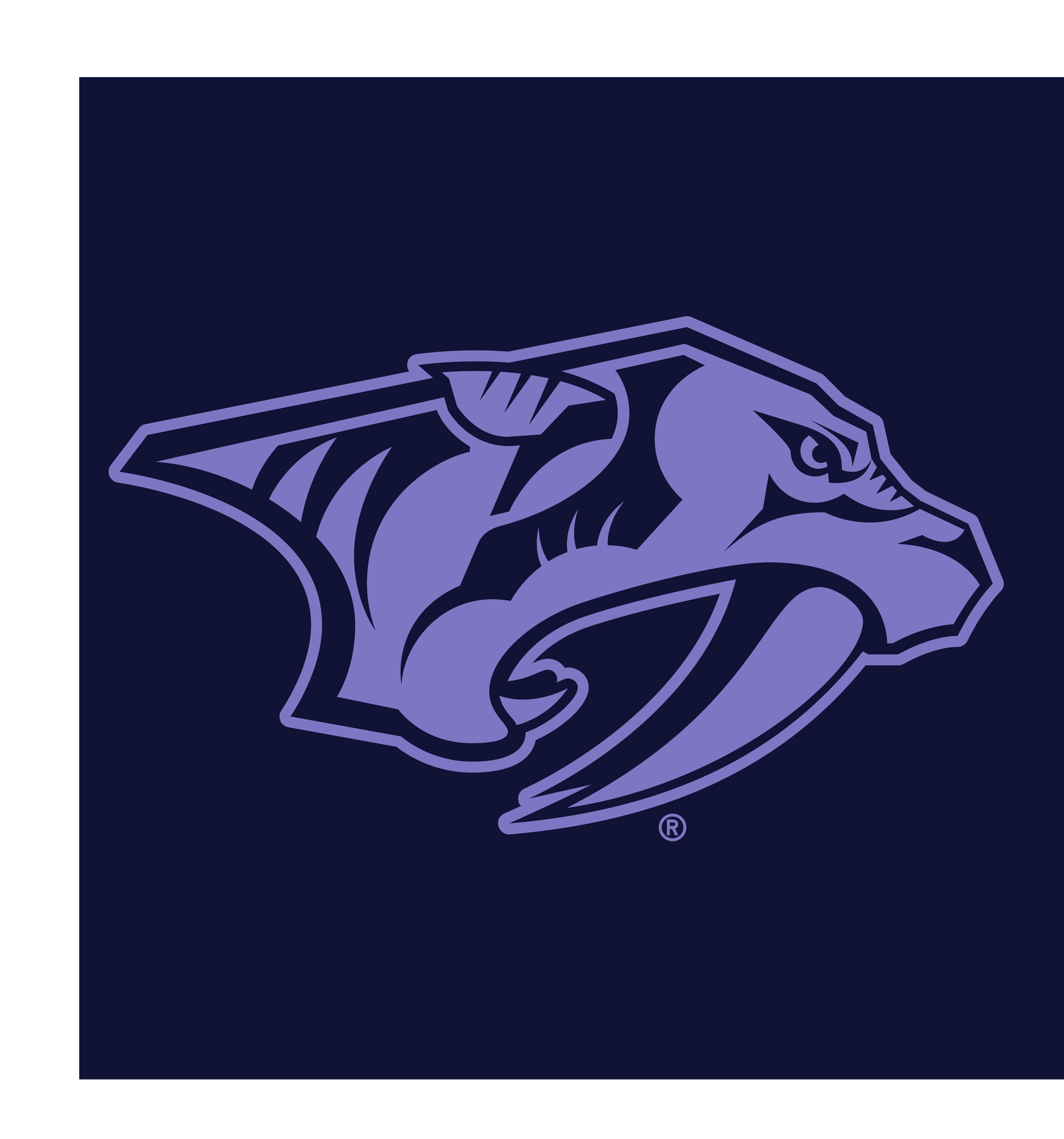 Nashville Predators primary logo, monochromatic dark version, with R variant