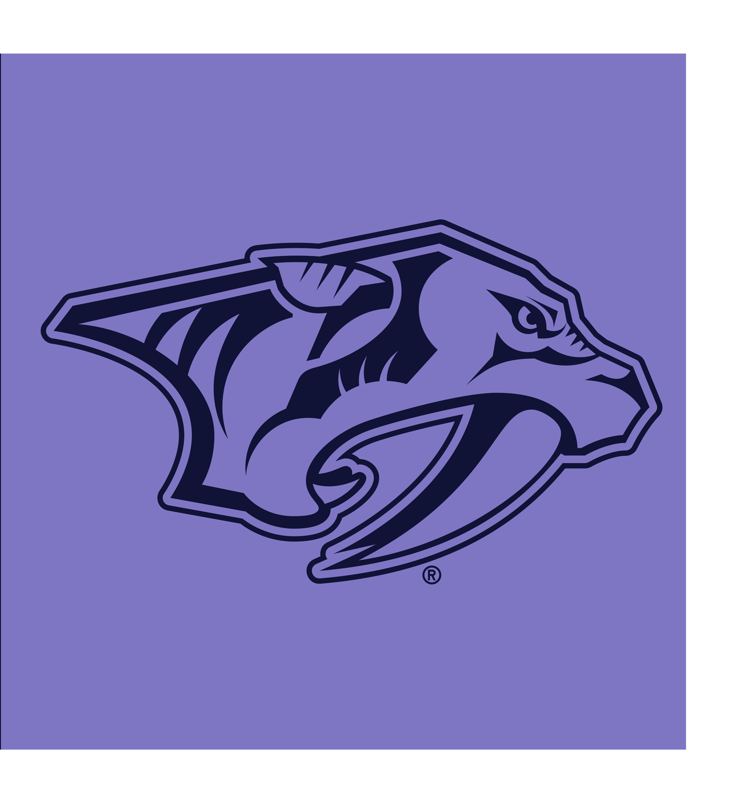 Nashville Predators primary logo, monochromatic light version, with R variant