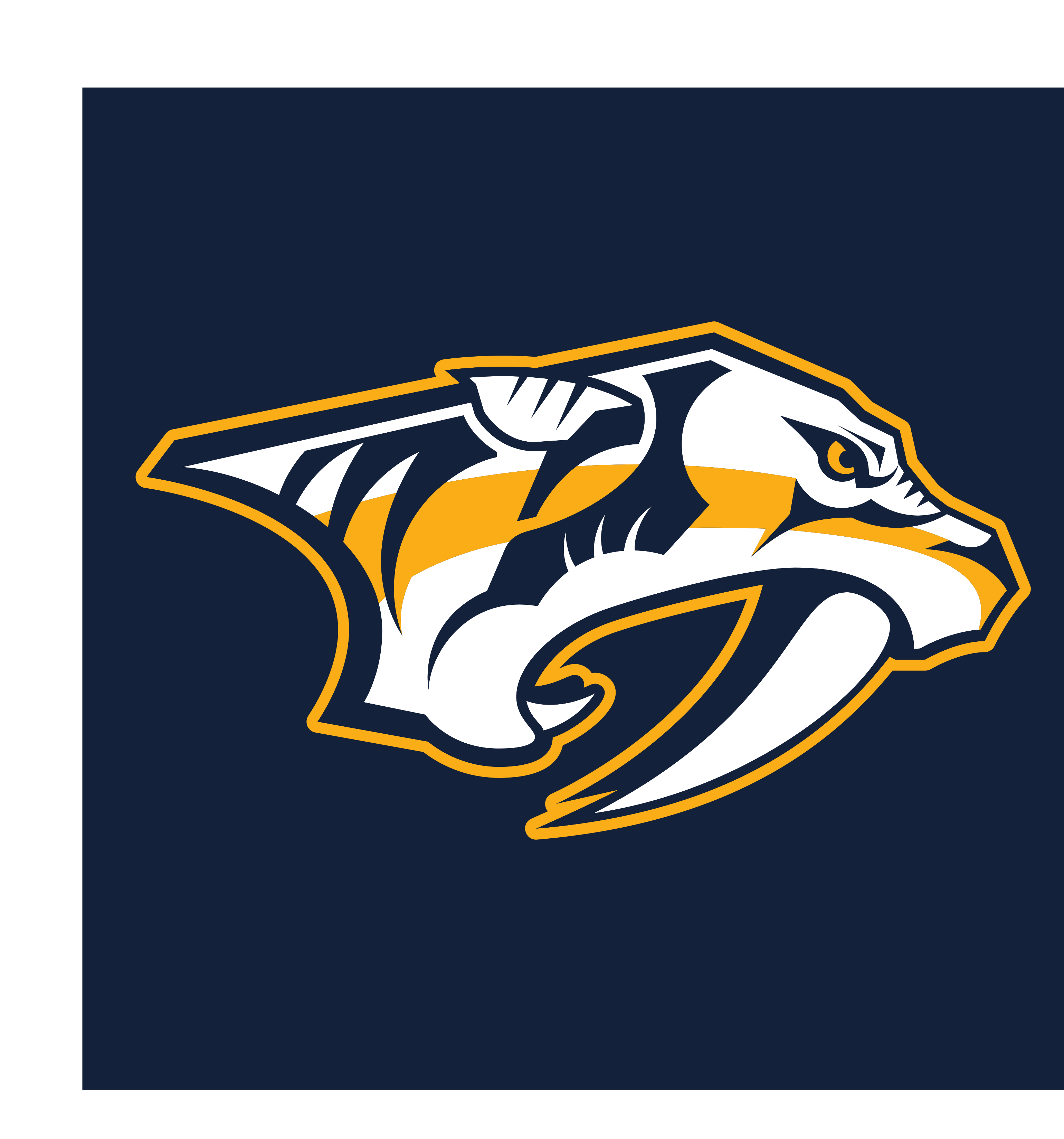 Nashville Predators primary logo, full color on dark background, without R, embroidery variant