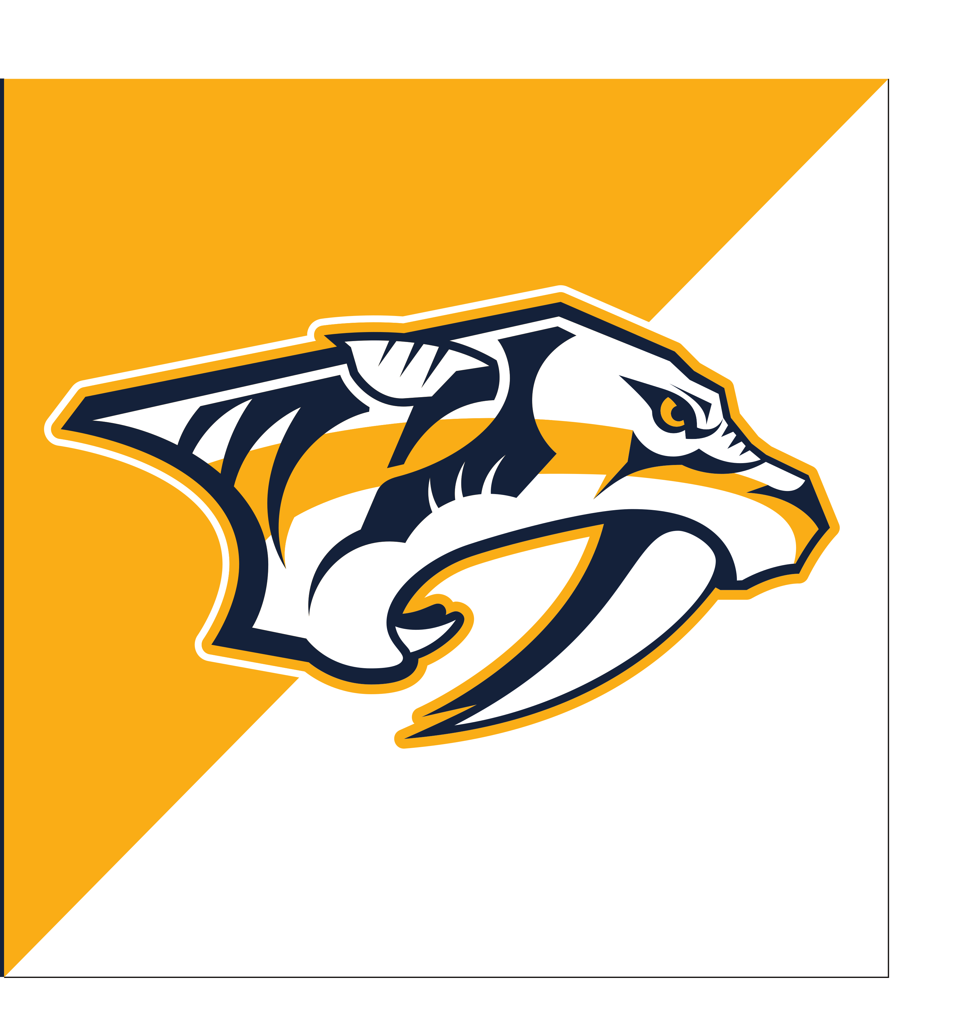Nashville Predators primary logo, full color on light/split background, without R, embroidery variant