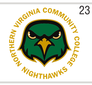 Northern Virginia Community College Nighthawks circular mark, gold/green variant, cell 23