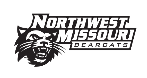 Northwest Missouri Bearcats wordmark with head, black and white variant, cell 8