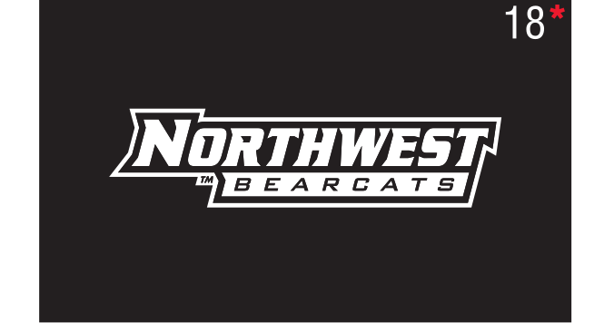 Northwest Bearcats wordmark, reverse white on black variant, cell 18