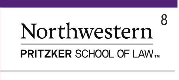 Northwestern Pritzker School of Law, horizontal wordmark black variant, cell 86