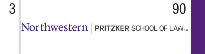 Northwestern | Pritzker School of Law, one-line wordmark color variant, cell 90