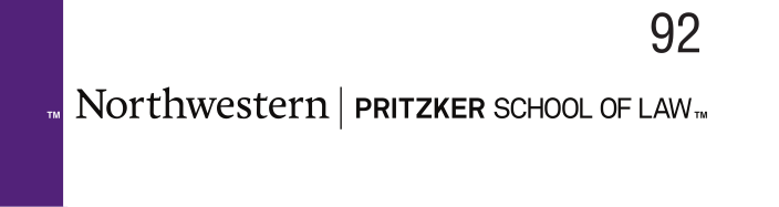 Northwestern | Pritzker School of Law, one-line wordmark black variant, cell 92