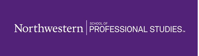 Northwestern School of Professional Studies, one-line wordmark reverse variant, cell 106