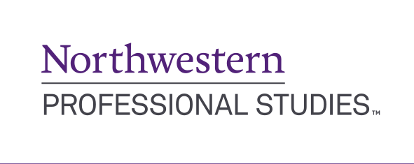 Northwestern Professional Studies, stacked wordmark color variant, cell 114