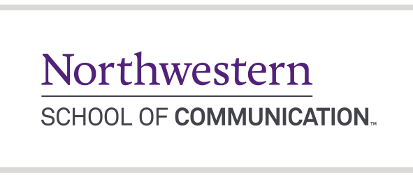Northwestern School of Communication, stacked wordmark color variant, cell 123
