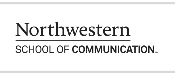 Northwestern School of Communication, stacked wordmark black variant, cell 125