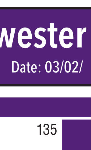 Northwestern SESP wordmark, standard variant, cell 135