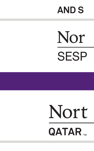 Northwestern Qatar wordmark, reverse variant, cell 145