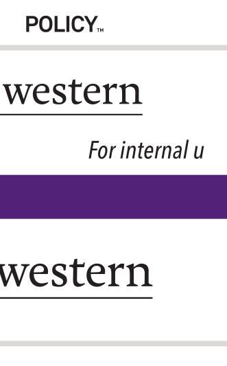 Northwestern Medill wordmark, reverse variant, cell 148