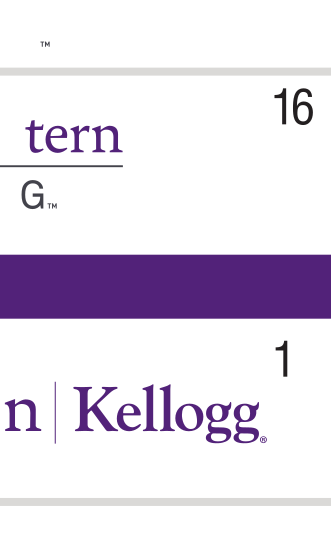 Northwestern Medill wordmark, reverse variant, cell 157