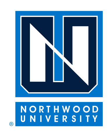 Northwood University logo, stacked blue variant, cell 3