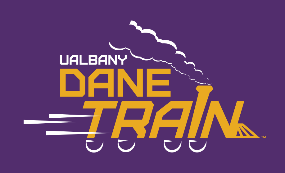 Dane Train logo, full color on purple variant, cell 41