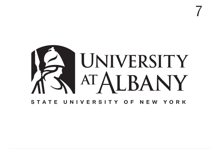 University at Albany logo, black on white variant, cell 73