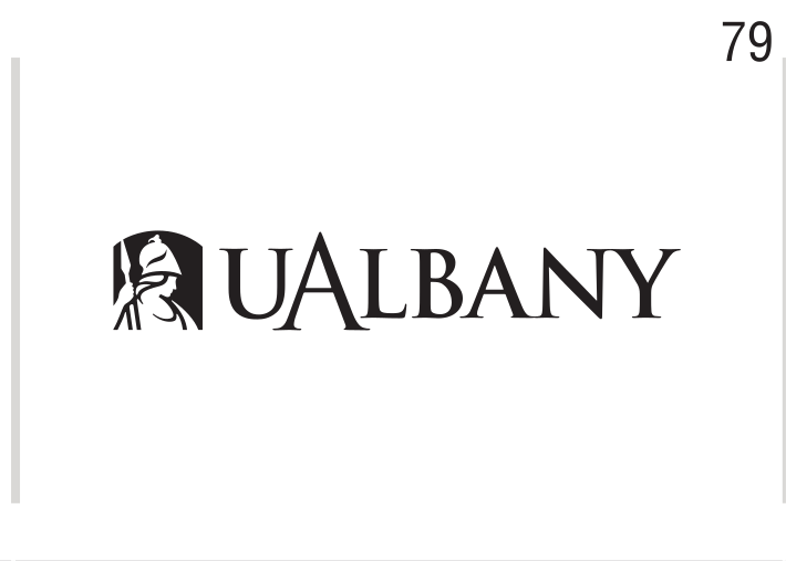 UAlbany wordmark with icon, black on white variant, cell 79