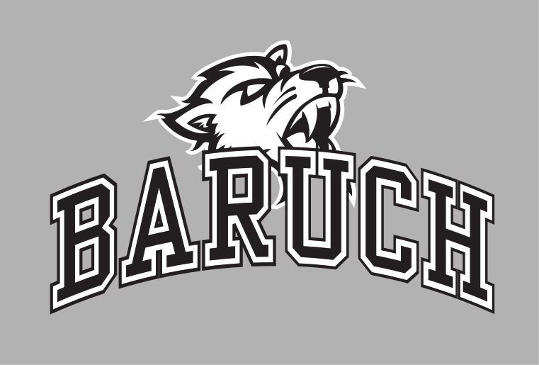 Bearcat head with Baruch wordmark, full color on grey variant, cell 11