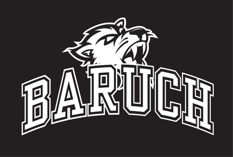 Bearcat head with Baruch wordmark, full color on black variant, cell 12