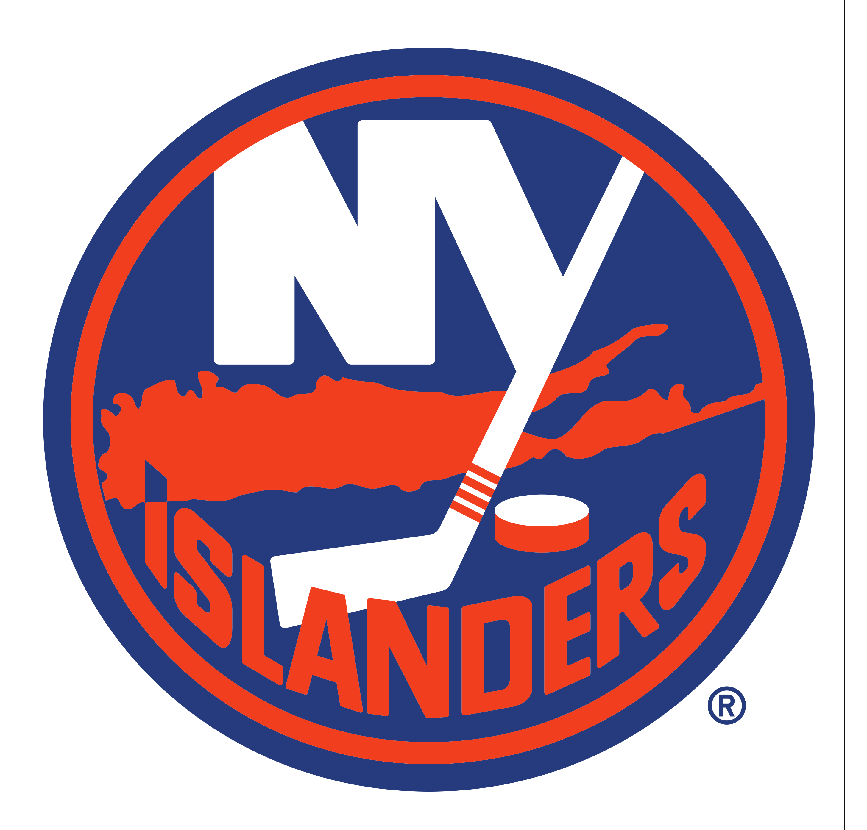 New York Islanders primary logo, full color with R, on white variant