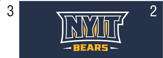 NYIT BEARS wordmark, white on navy variant, cell 21