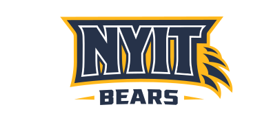 NYIT BEARS wordmark with claw, blue and gold variant, cell 17