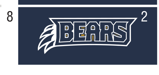 BEARS wordmark with claw, white on navy variant, cell 26