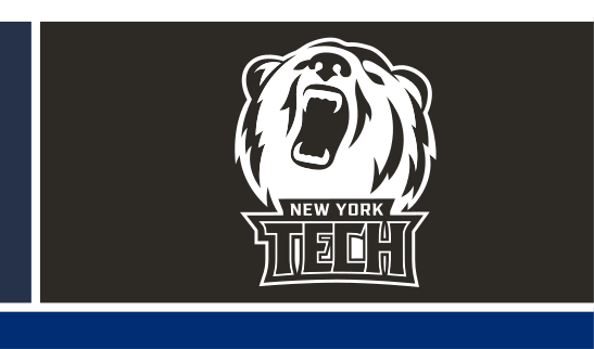 bear head and NEW YORK TECH combination mark, white on navy variant, cell 32