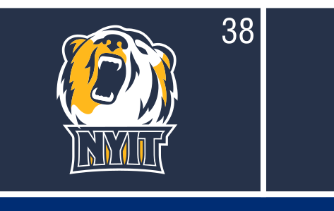 bear head and NYIT combination mark, white on navy variant, cell 38