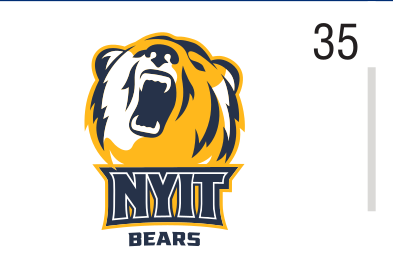 bear head and NYIT BEARS combination mark, full color variant, cell 35