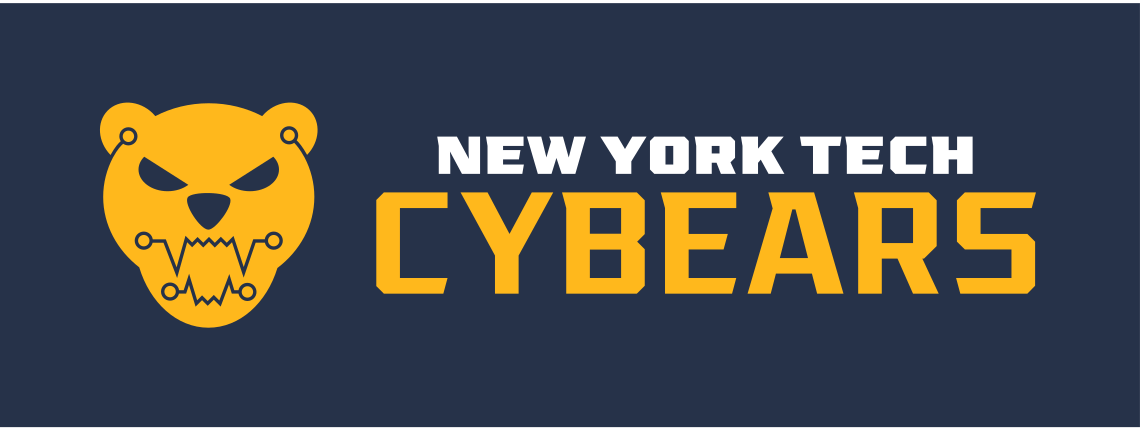 NEW YORK TECH CYBEARS esports mark, horizontal full color on navy variant, cell 42